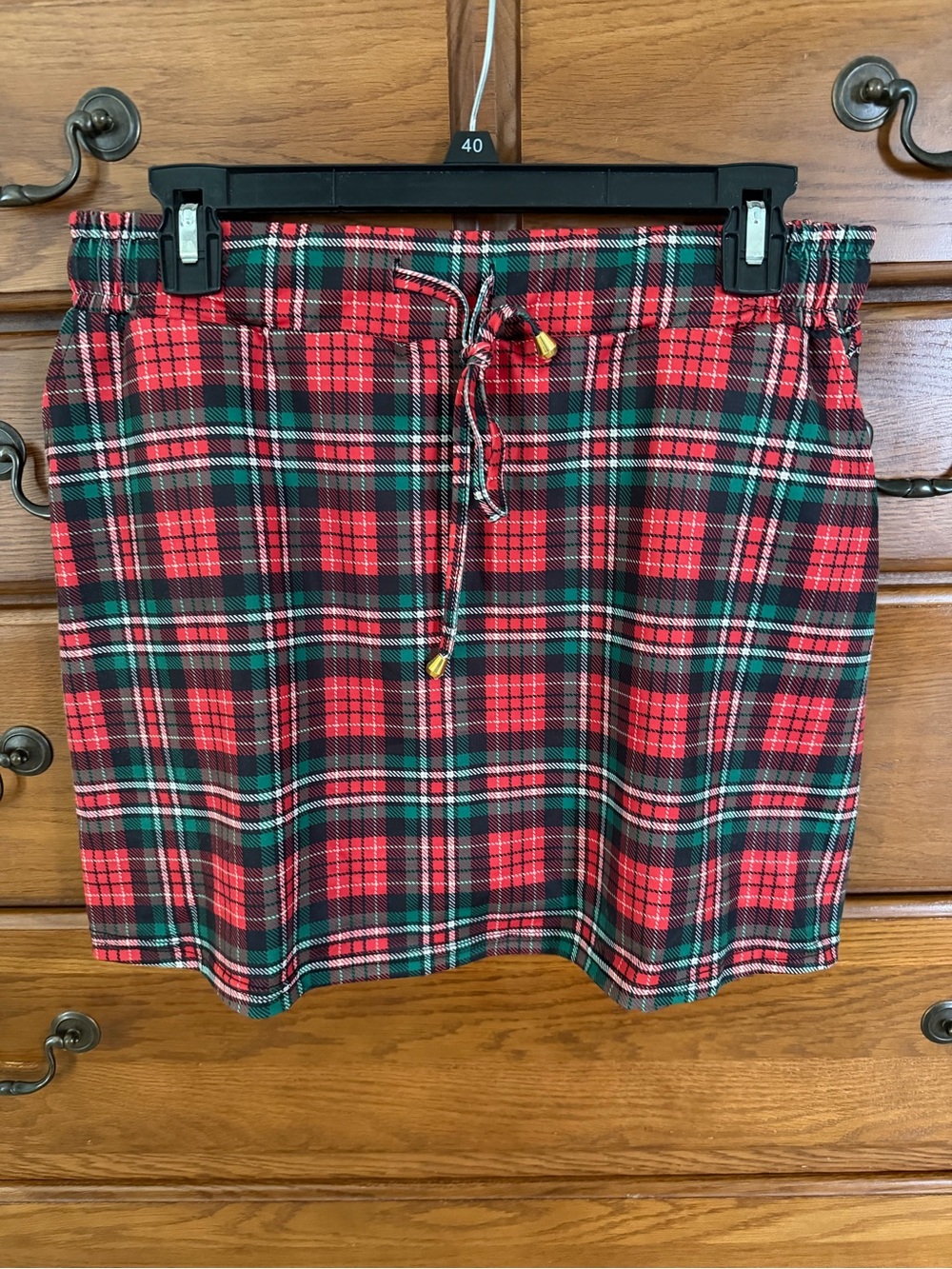 Red Plaid Drawstring skort